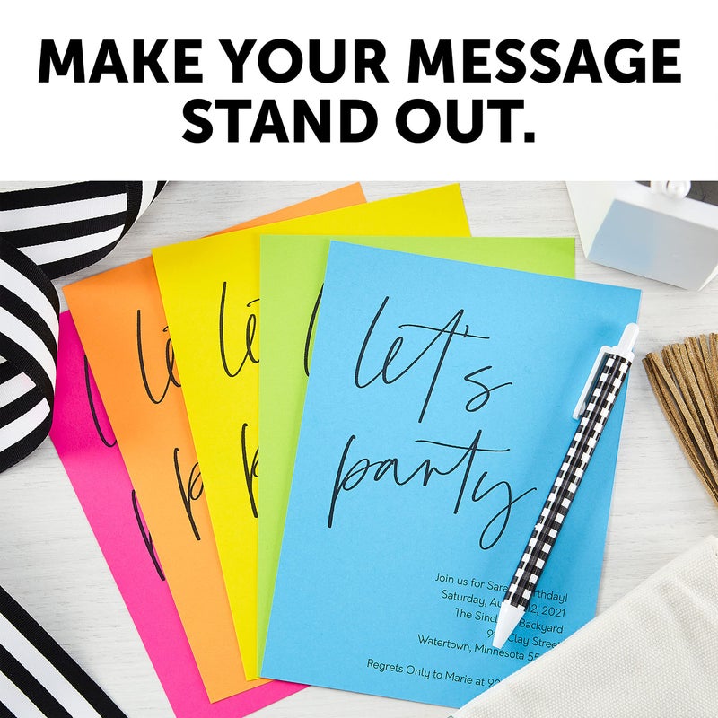 Astrobrights Mega Collection, Colored Cardstock, "Flourescent" 5-Color Assortment, 320 Sheets, 65 lb/176 gsm, 8.5" x 11" - MORE SHEETS! (91703) - Image 3
